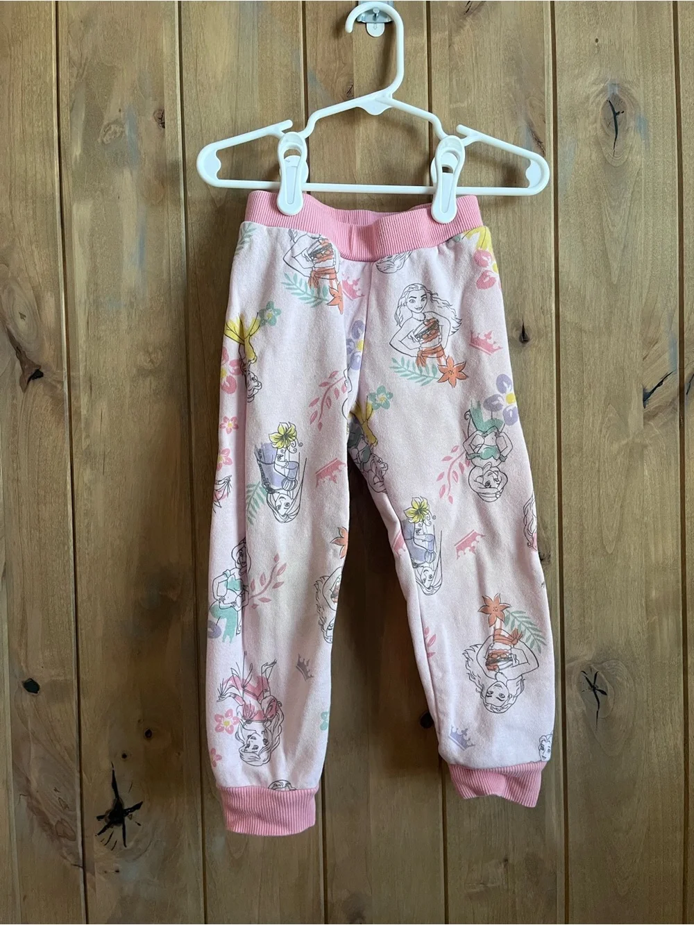 Disney Princess Pink Hooded Zip Top with matching sweat bottoms in size 3T